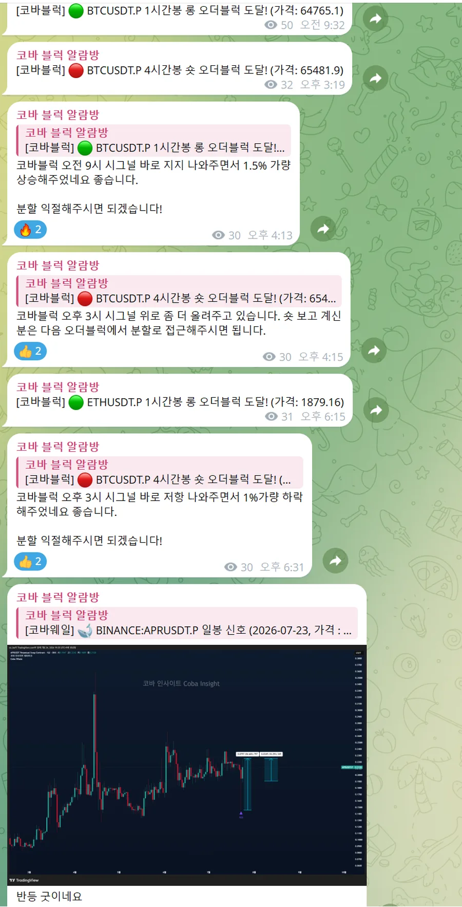 코바 블럭 알람방 · 실제 시그널과 해석